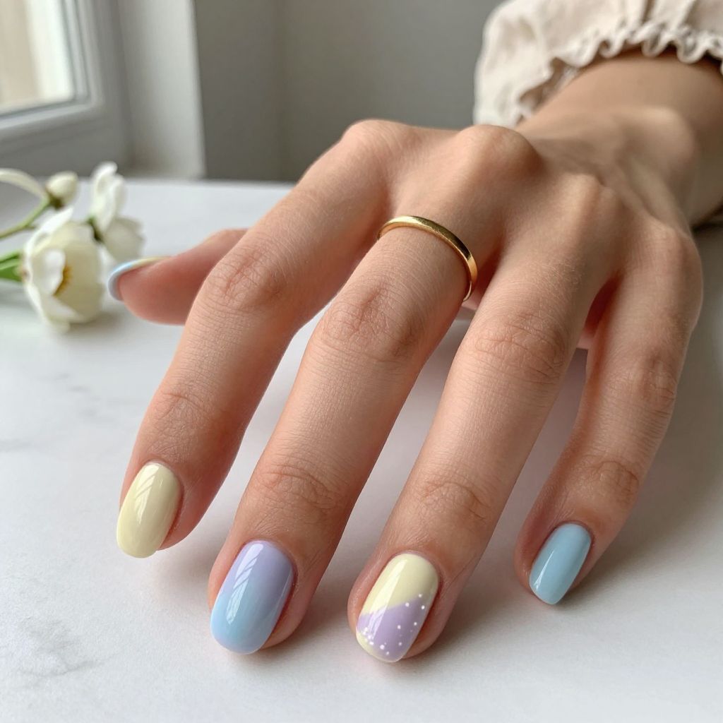 Short Gel Nail Ideas - Pastel Skittle Set