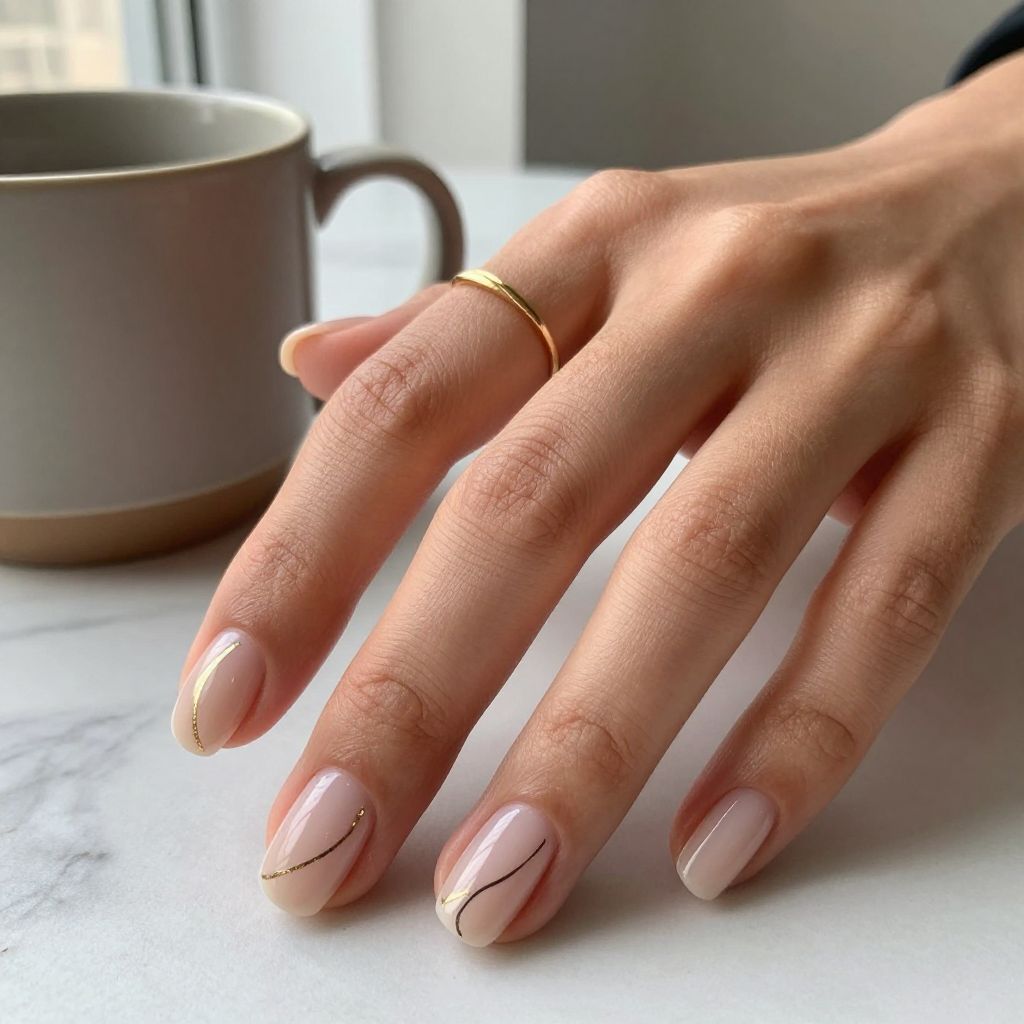 Short Gel Nail Ideas - Minimal Line Art
