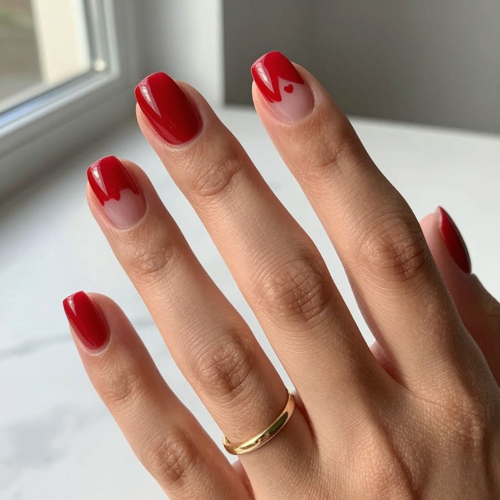 Short Gel Nail Ideas - Red Jelly Shine