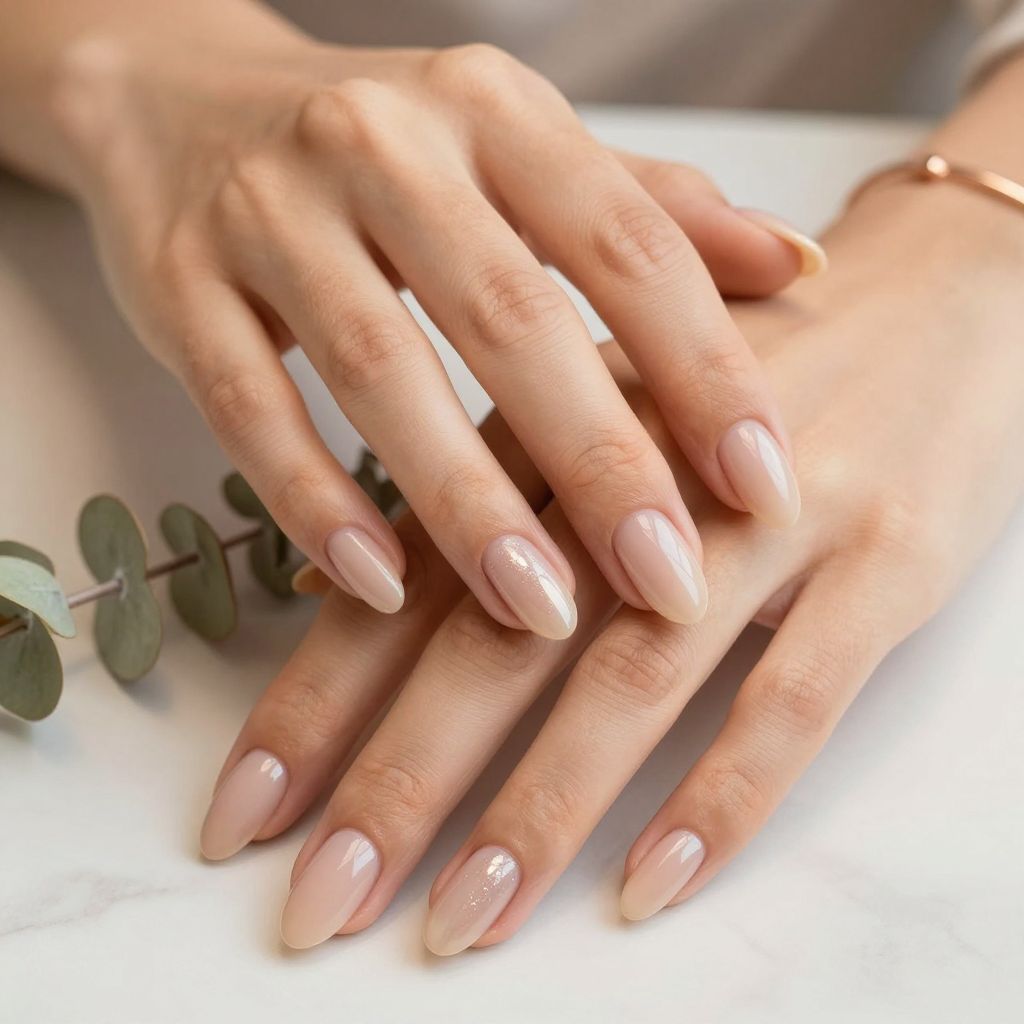 Nude Aura Nails short nail design idea