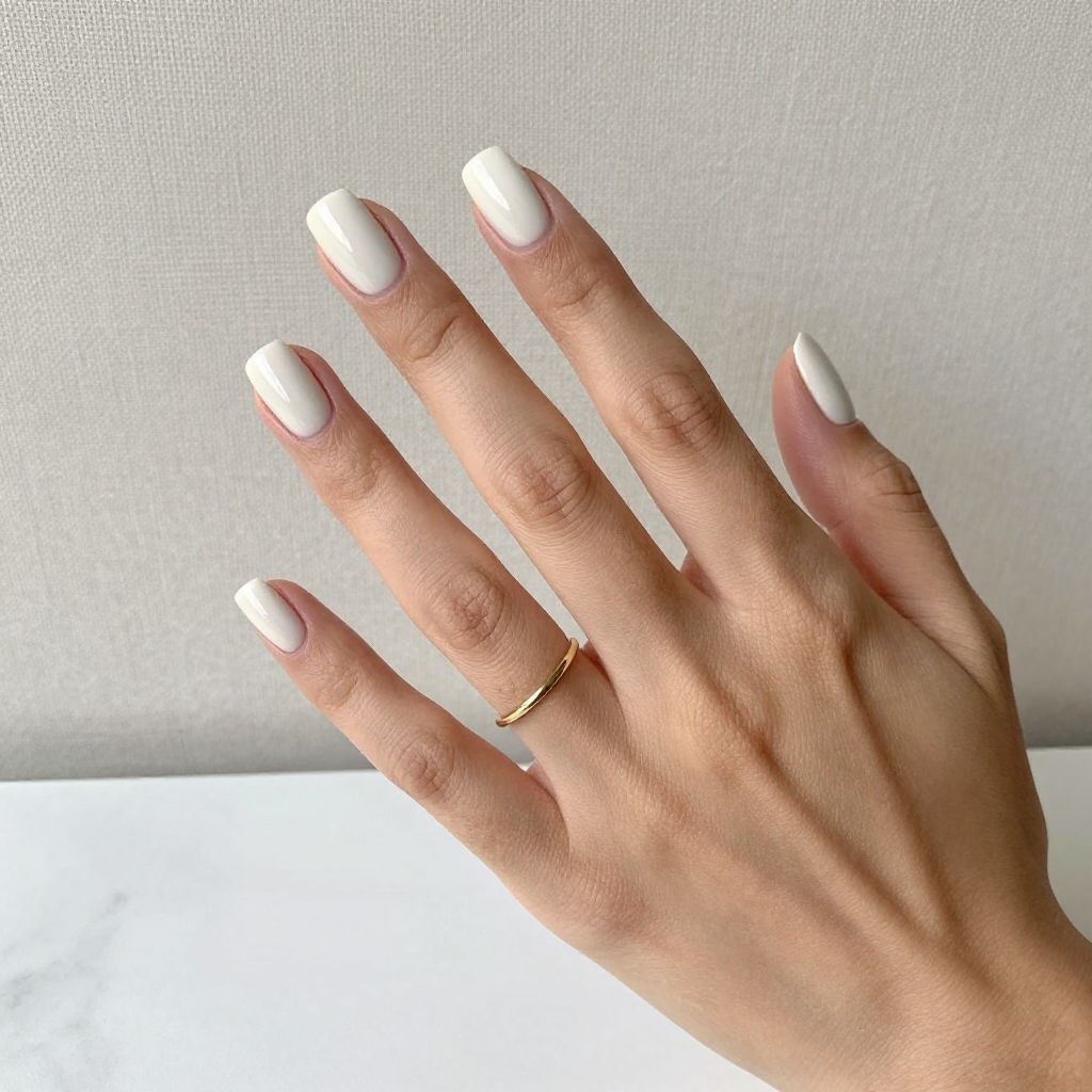 White Linen Nails short nail design idea
