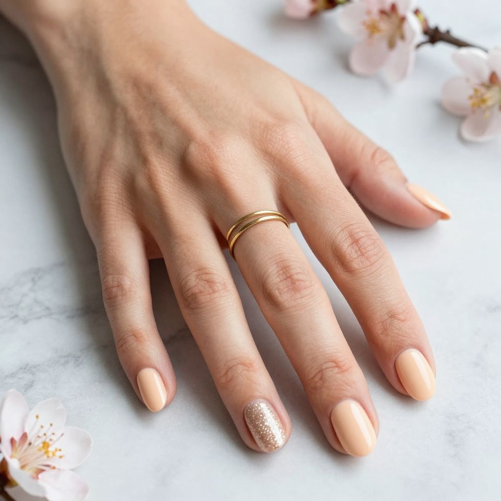 Peach Sorbet short nail design idea
