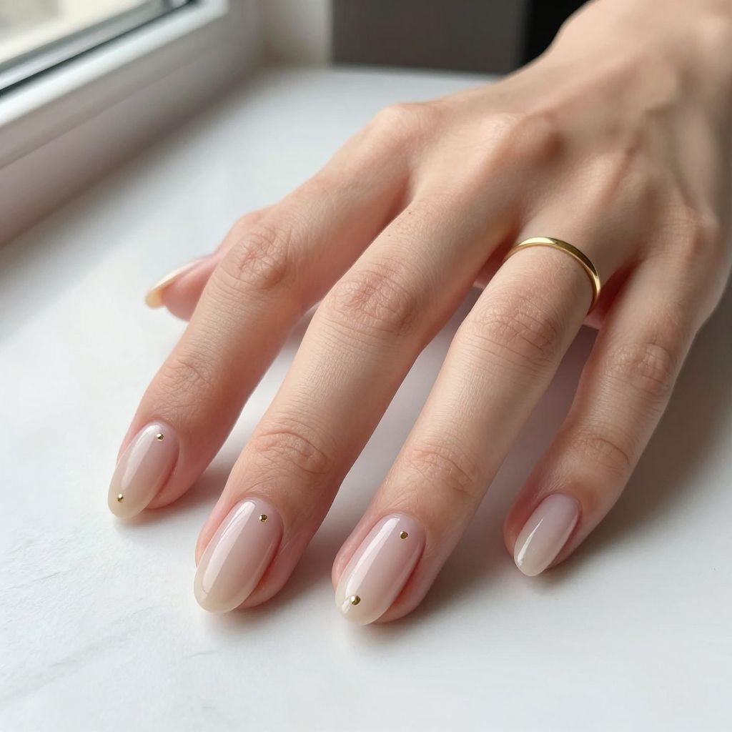 Minimalist Dot Detail short nail design idea