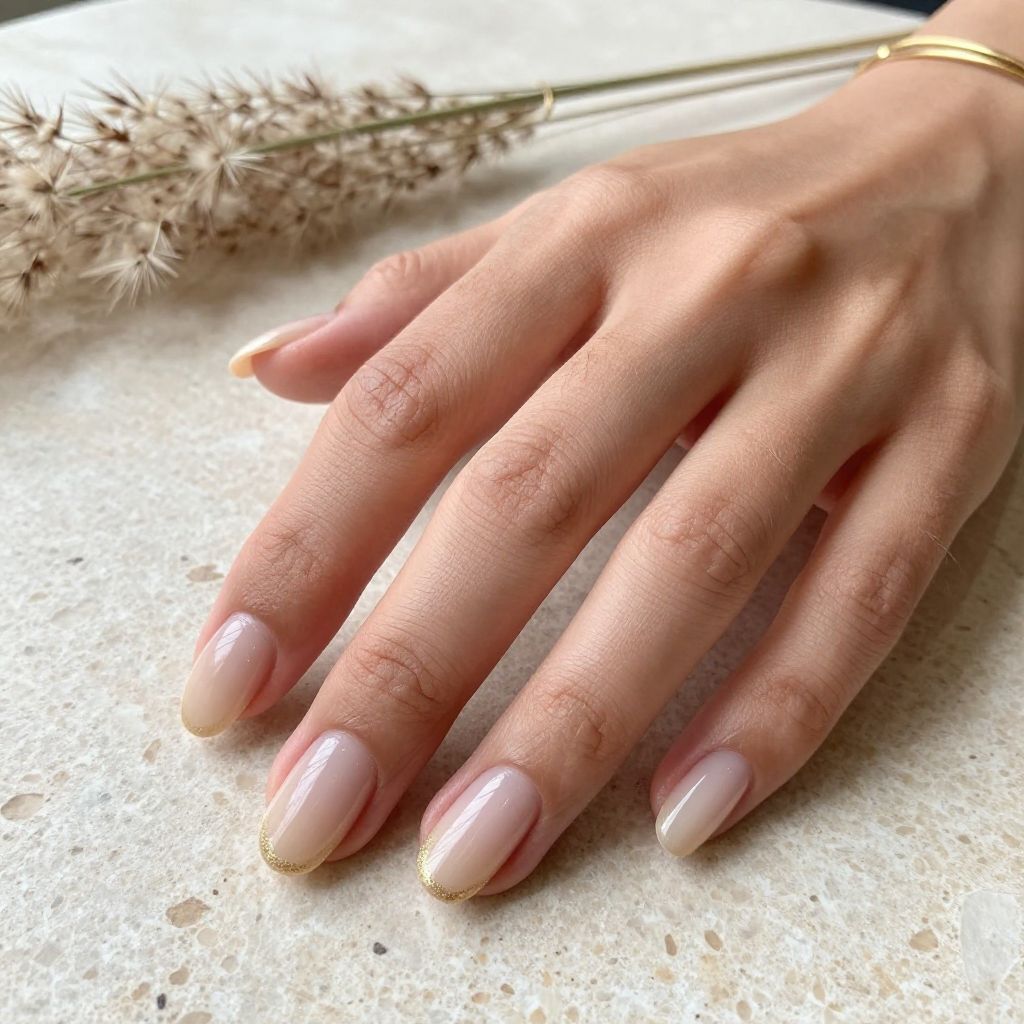 Sheer Latte Gradient short nail design idea