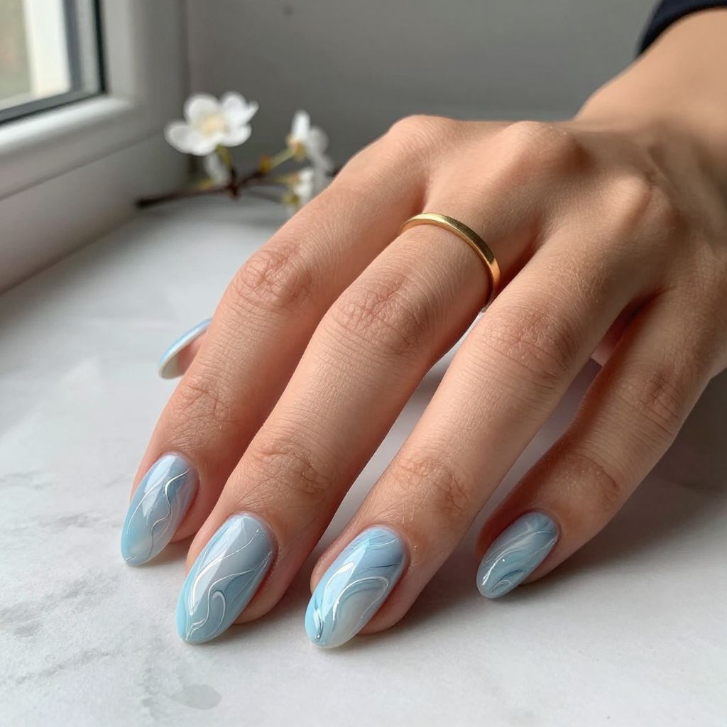 Soft Blue Marble Acrylics