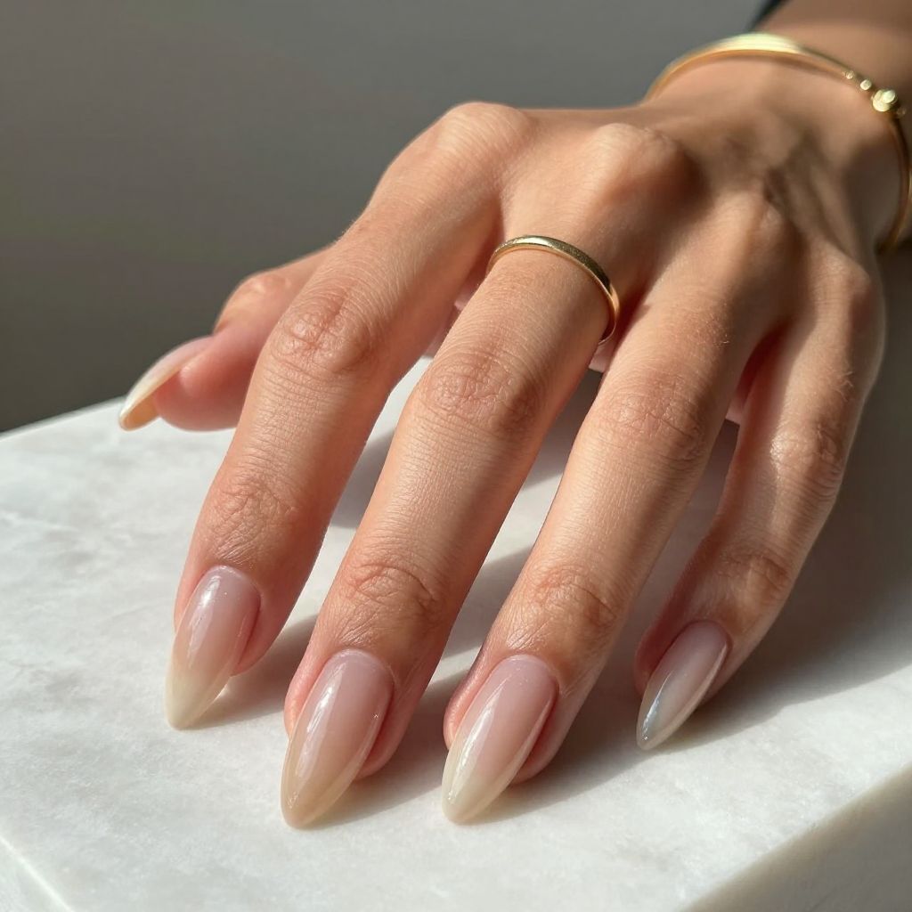 Milky Nude Stiletto Nails