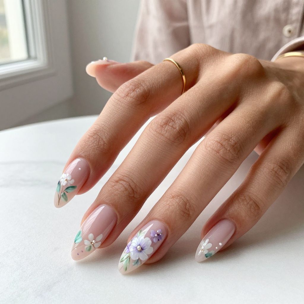Floral Stiletto Nails