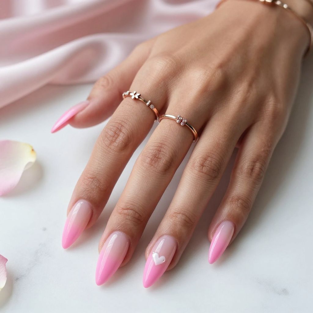Pink Ombré Stiletto Nails