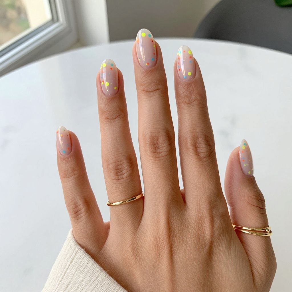Clear Almond With Confetti Specks