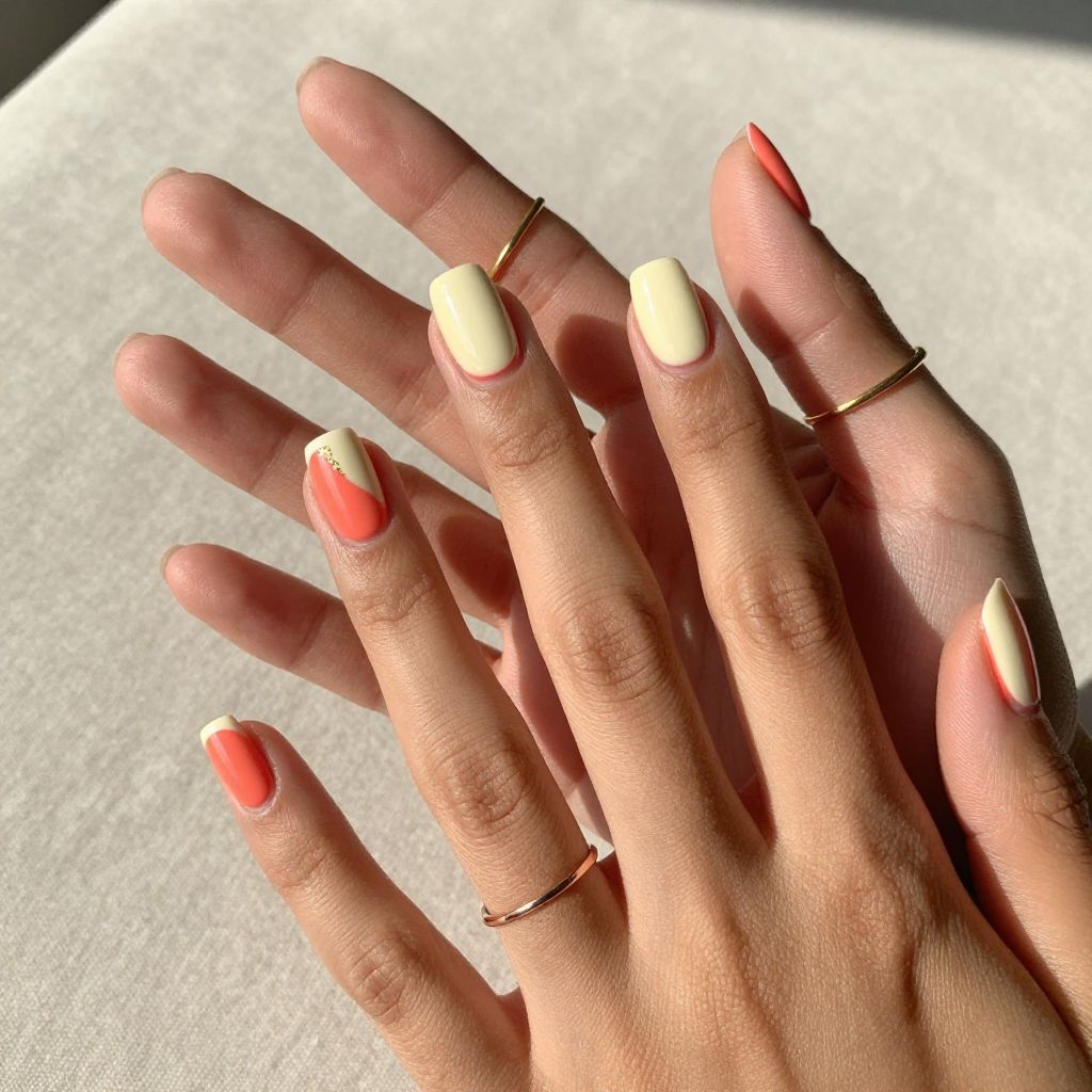 Coral Cream Bright summer nail color idea