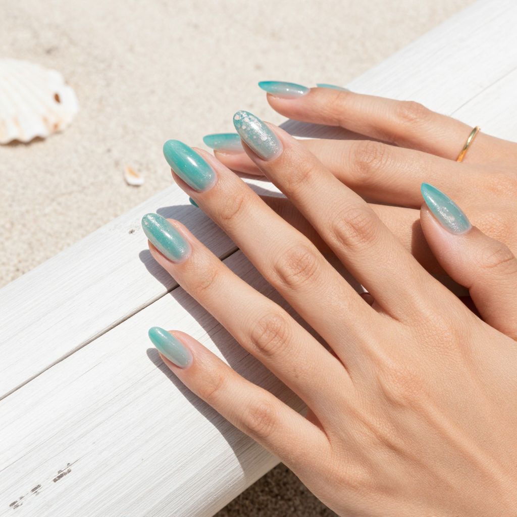 Teal Jelly Nails