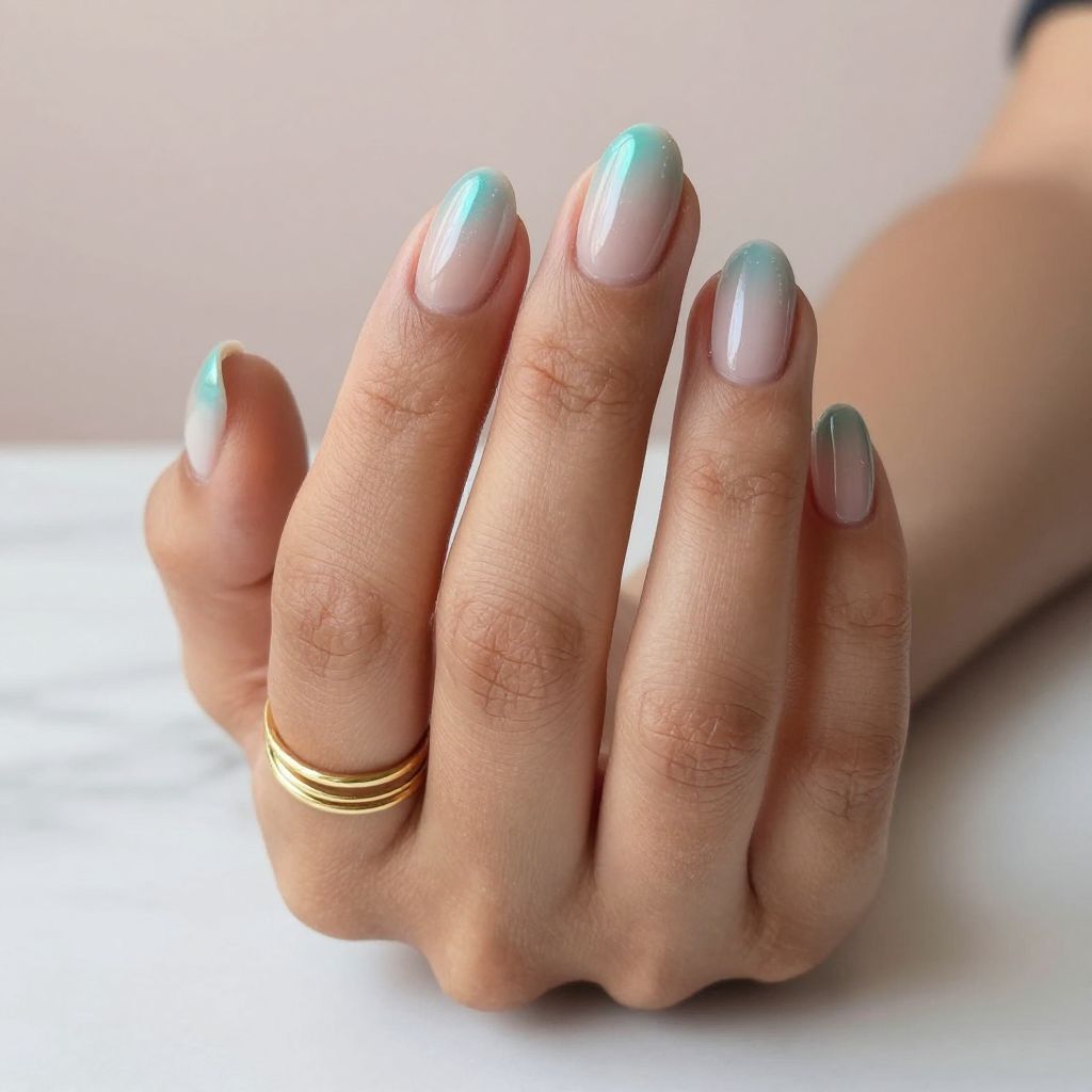 Teal Aura Nails