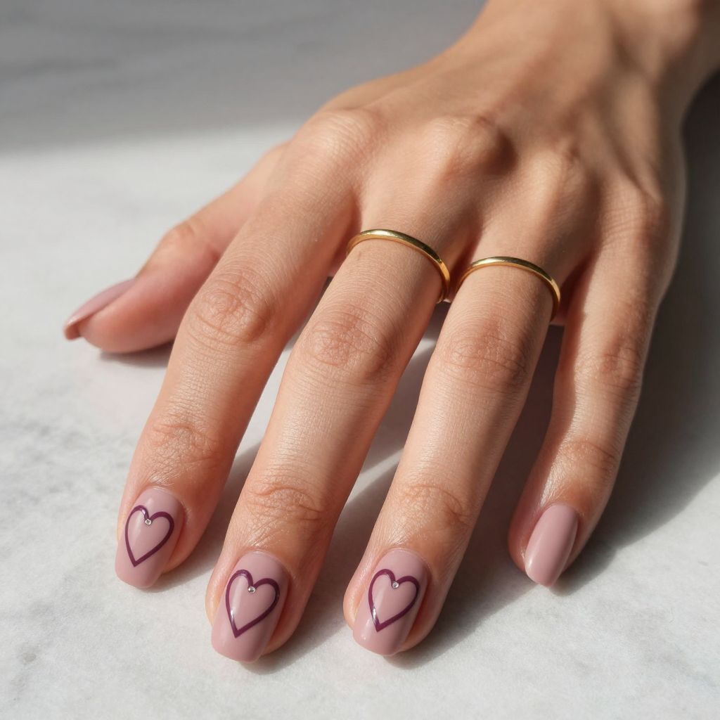 Matte Mauve With Glossy Hearts
