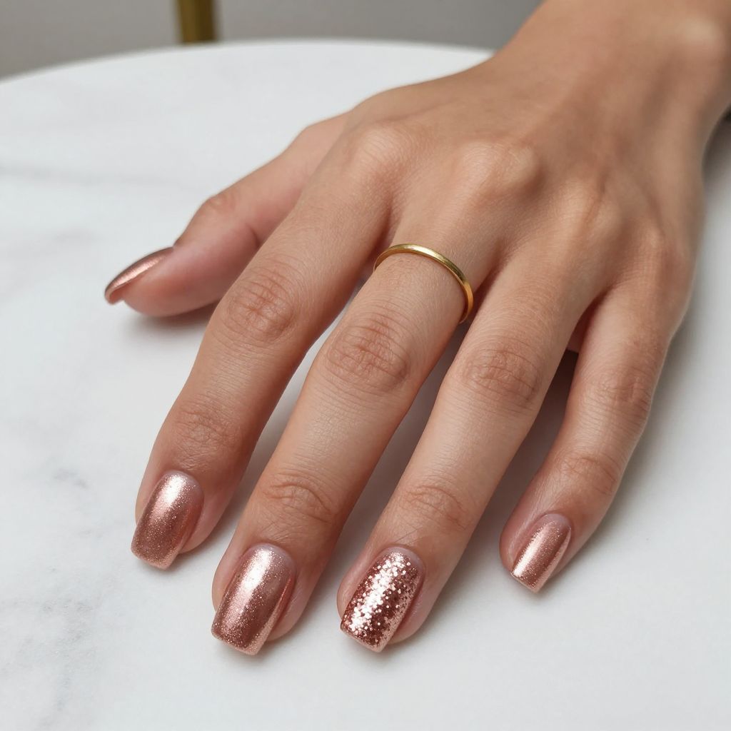 Rose Gold Sparkle Nails