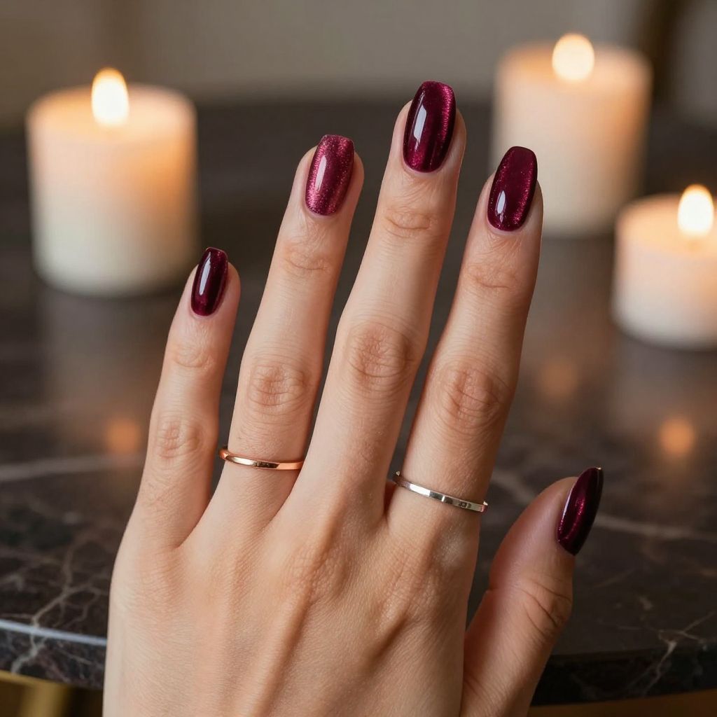 Deep Berry Velvet Nails