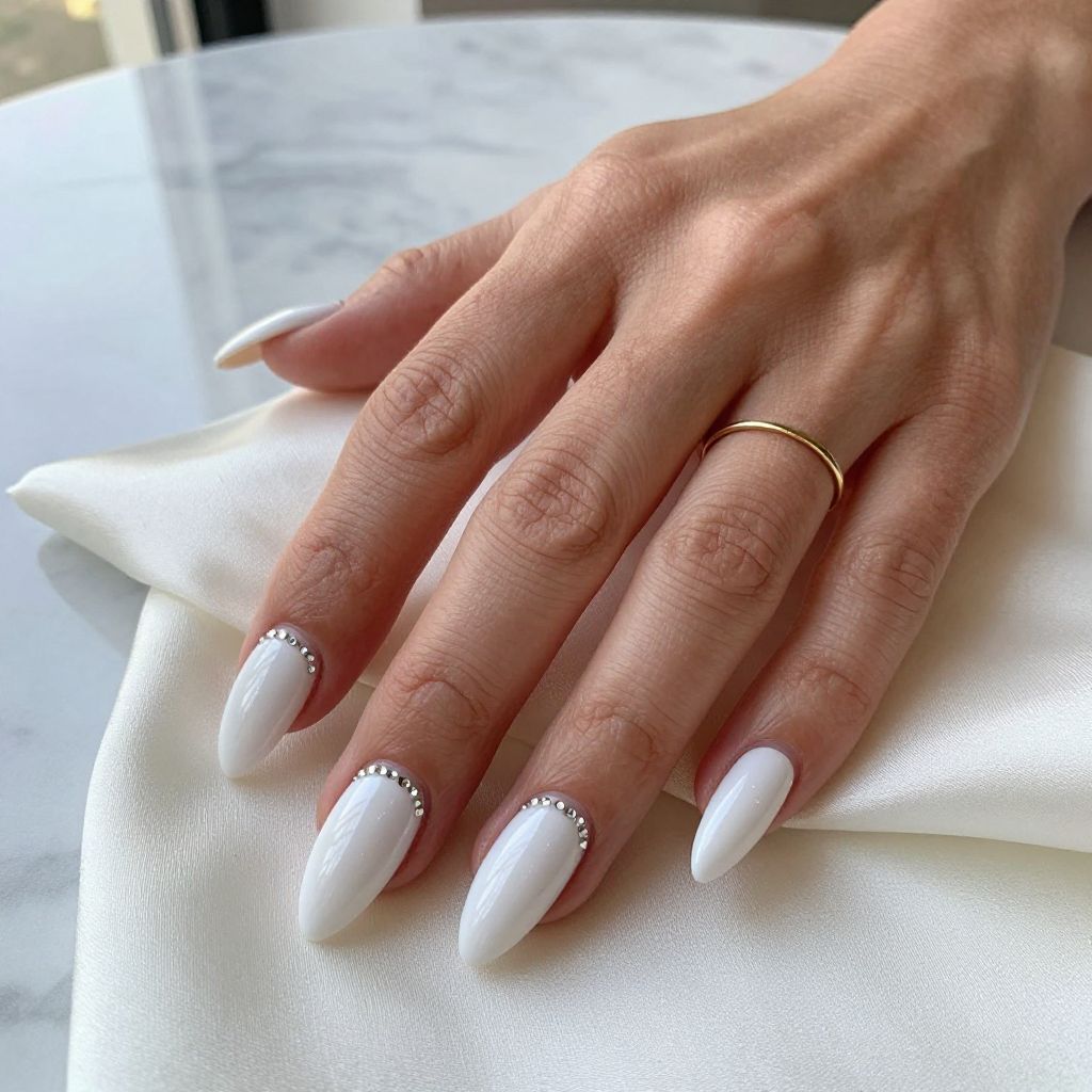 White Chrome Nail Ideas 12