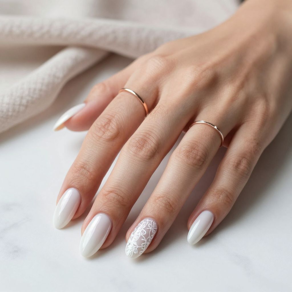 White Chrome Nail Ideas 14