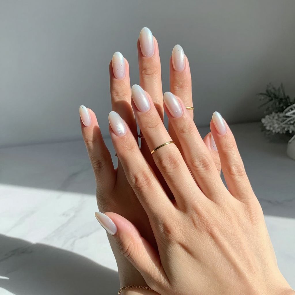 White Chrome Nail Ideas 15