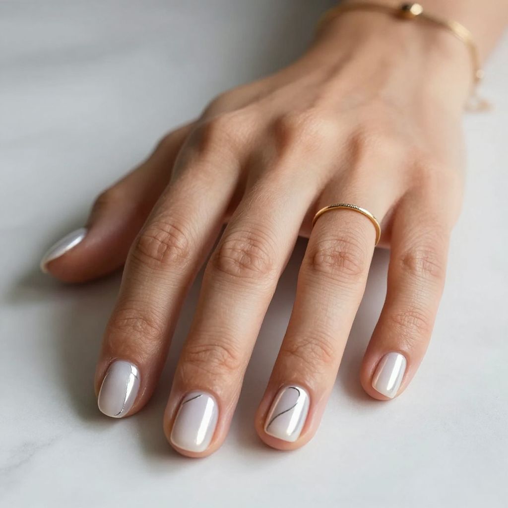White Chrome Nail Ideas 2