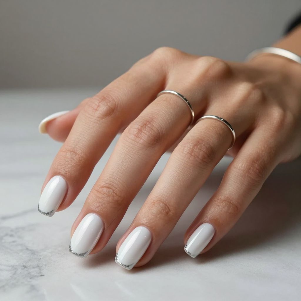 White Chrome Nail Ideas 3