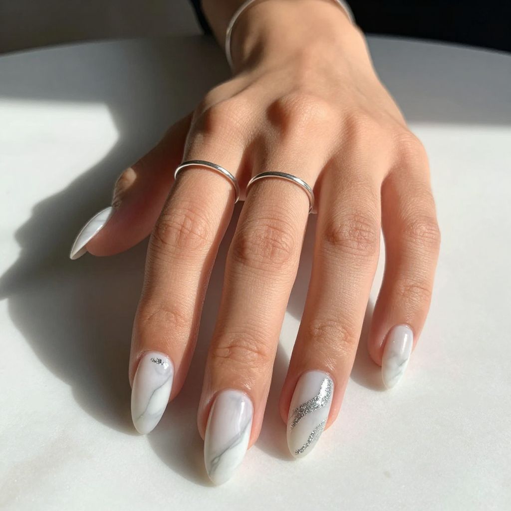 Marble coffin nails in white and gray