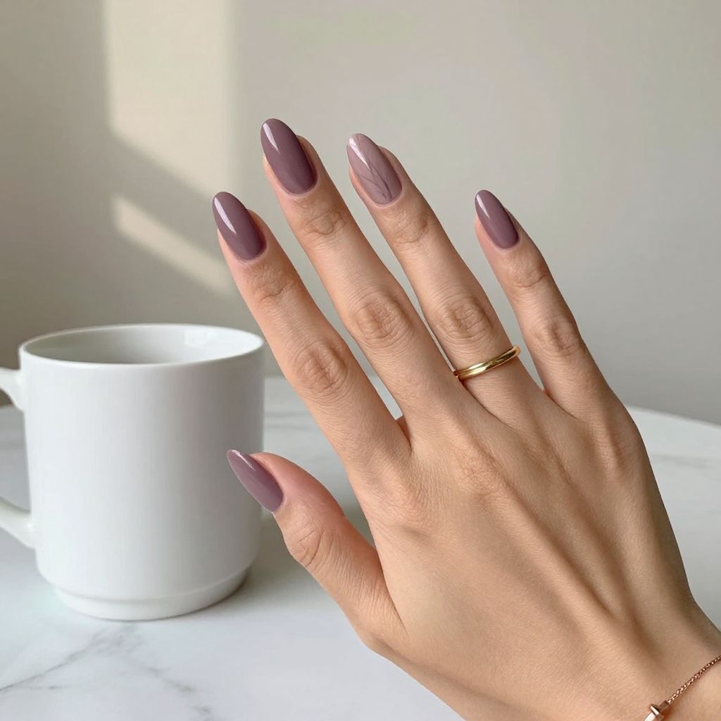 Matte mauve coffin nails with velvet texture