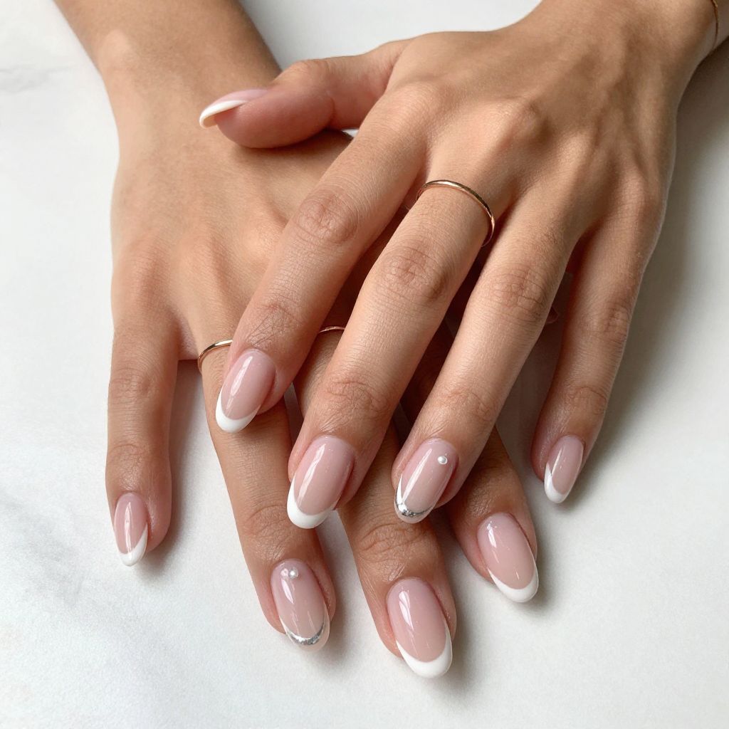 Classic white French coffin nails