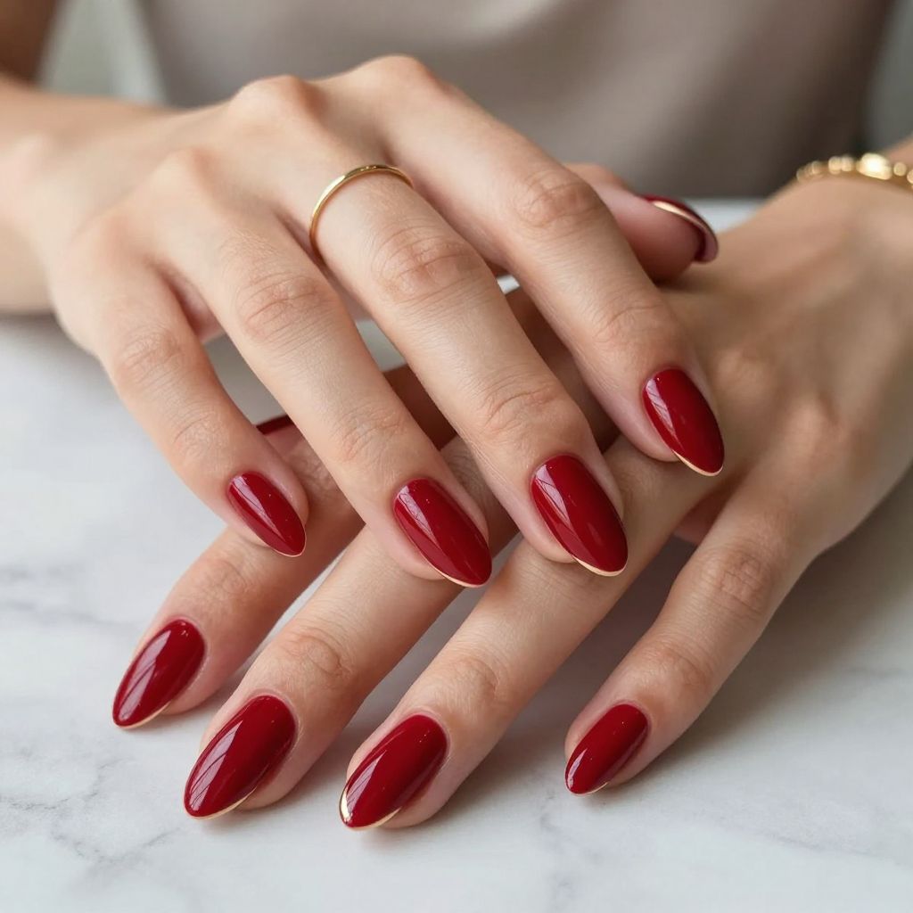 Red coffin nails with a high impact gloss