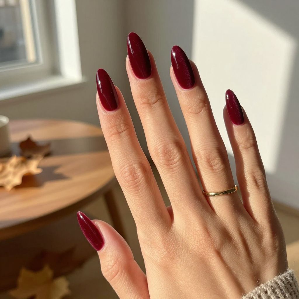 Burgundy Velvet Nails