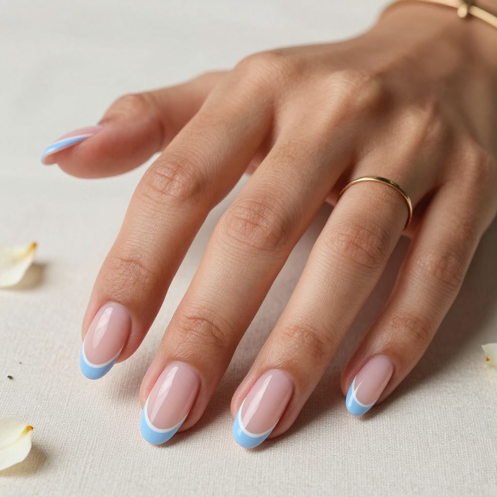 Soft Pink and Blue French Tips