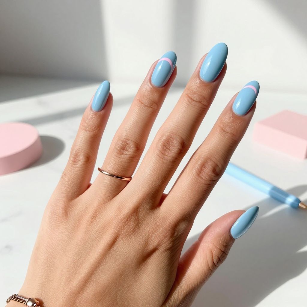 Baby Blue Chrome with Pink Detail