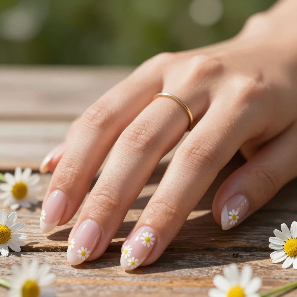 July Nail Ideas Daisy Meadow Tips
