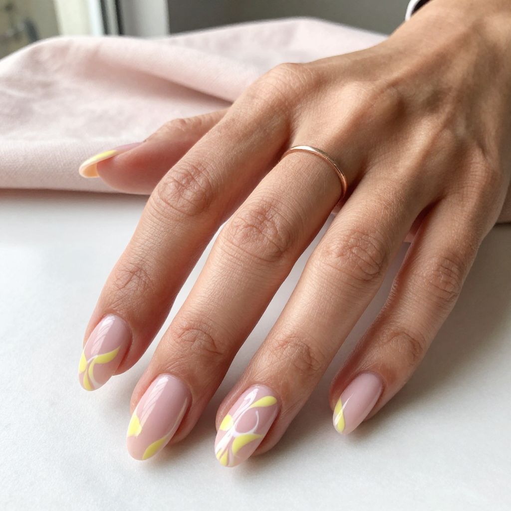 July Nail Ideas Pink Lemonade Swirls