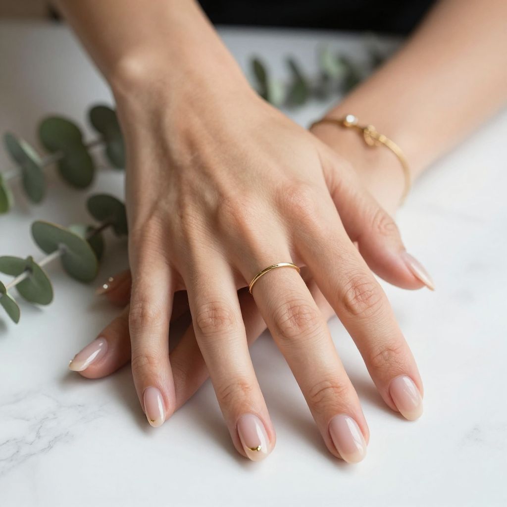 July Nail Ideas Minimal Gold Crescent Nails