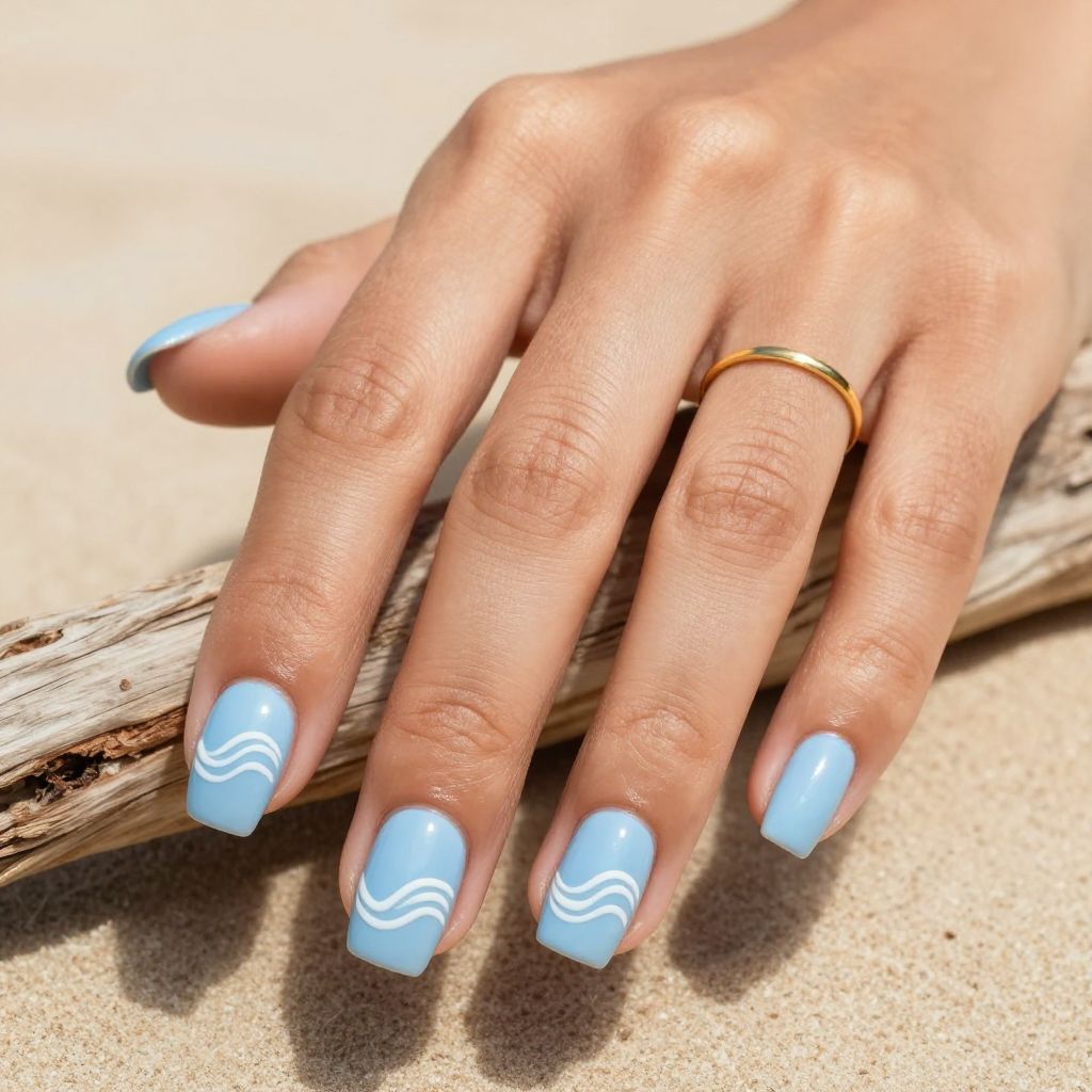 Seaside Blue and White Waves