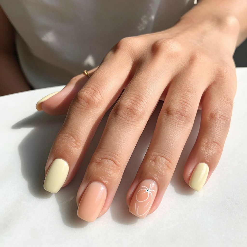 Peach Sorbet Square Nails
