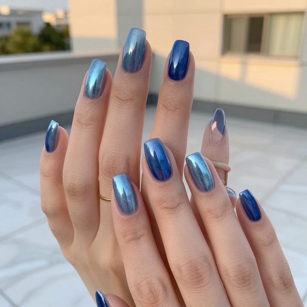Blueberry Chrome Nails