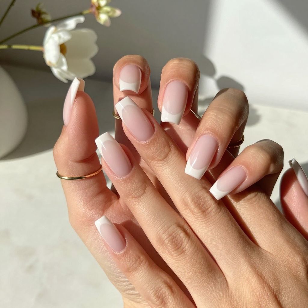 French Fade on Long Square Nails