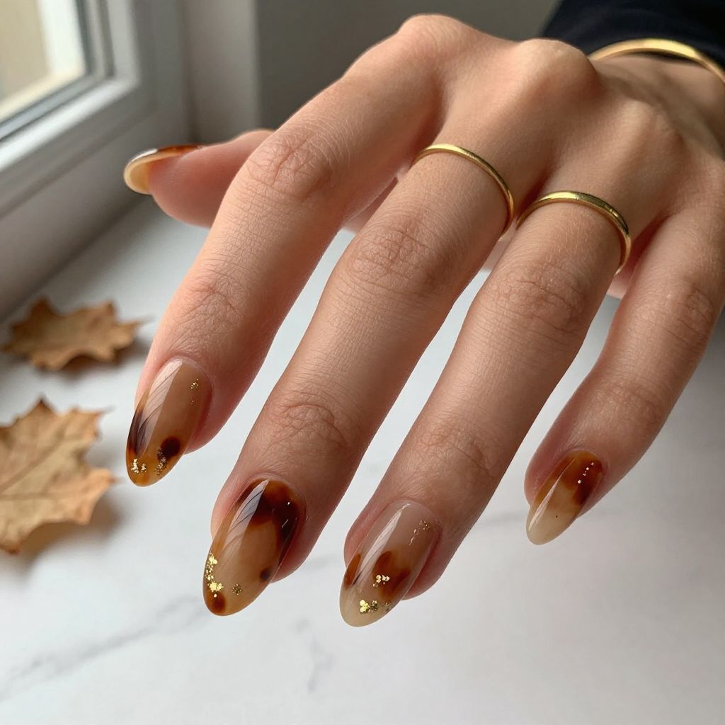 Tortoiseshell Coffin Nails