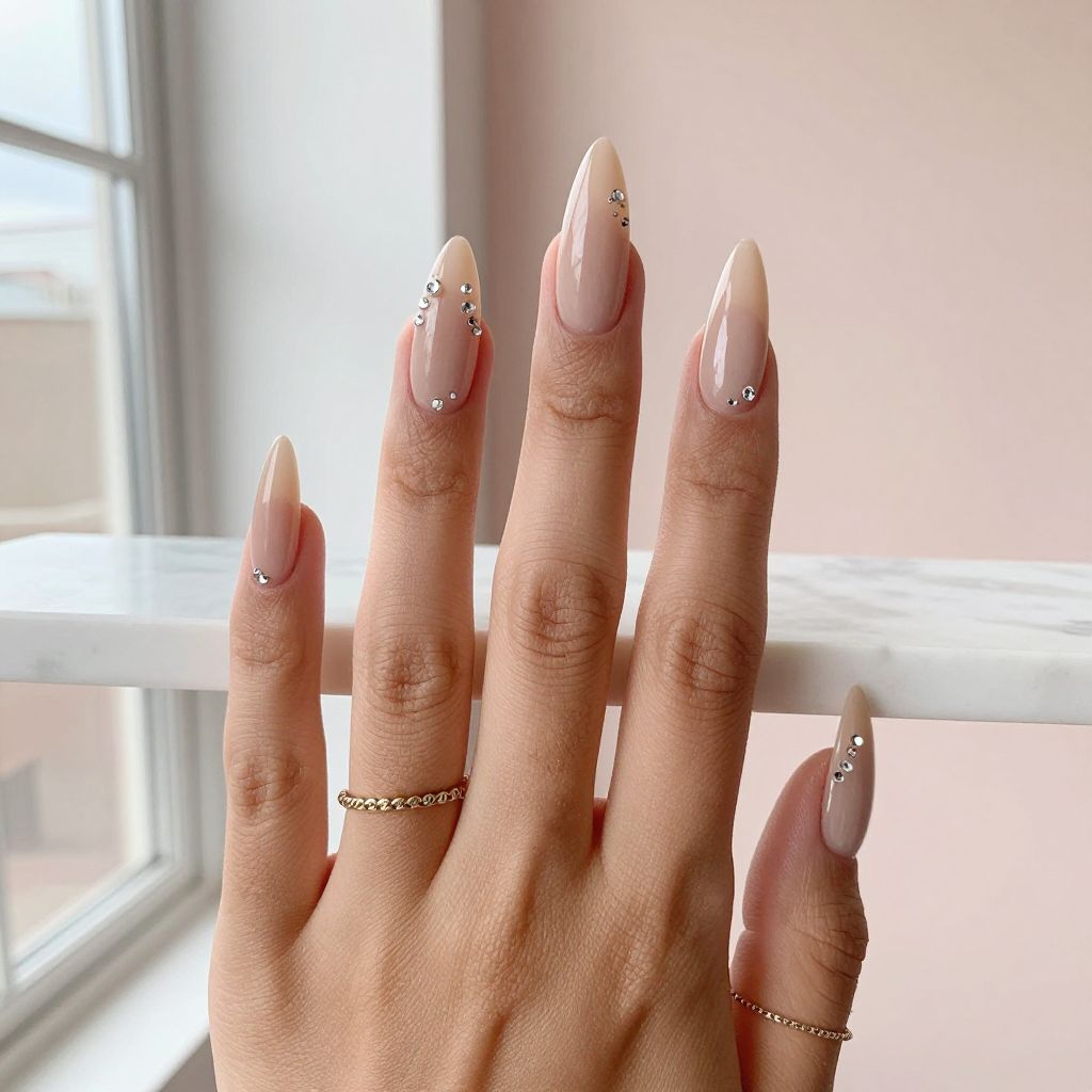 Nude Stiletto With Floating Gems