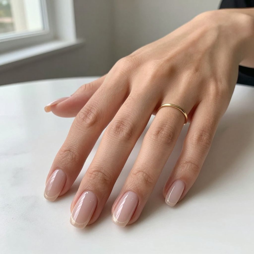 Soft Nude Coffin Nails with Gloss