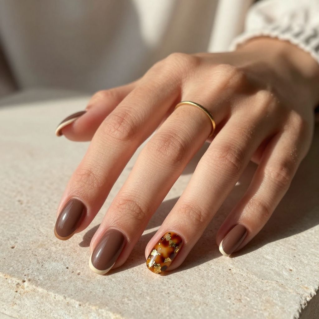 Velvet Brown Coffin Nails