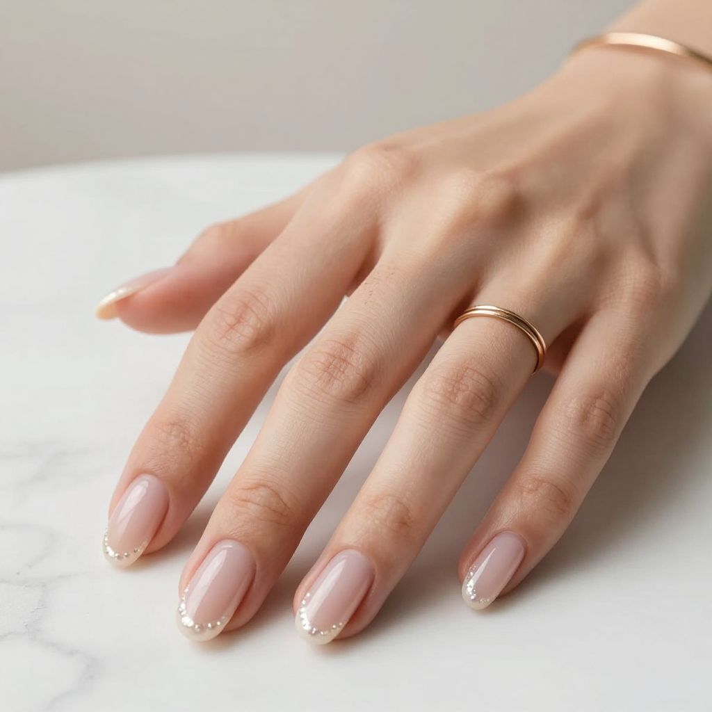 French Pearl Coffin Nails