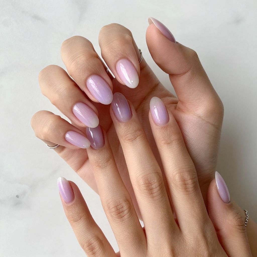 Lilac aura nails for March