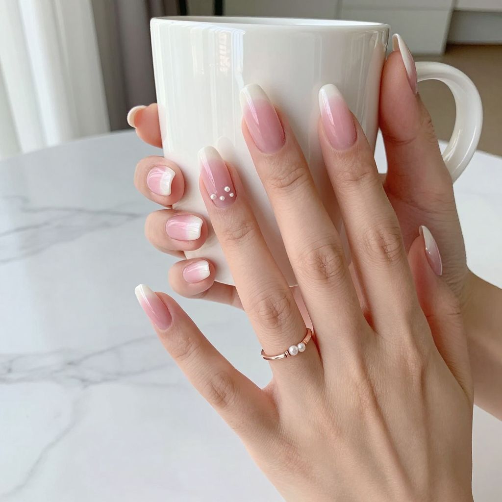 Soft Pink To Milky White Ombre