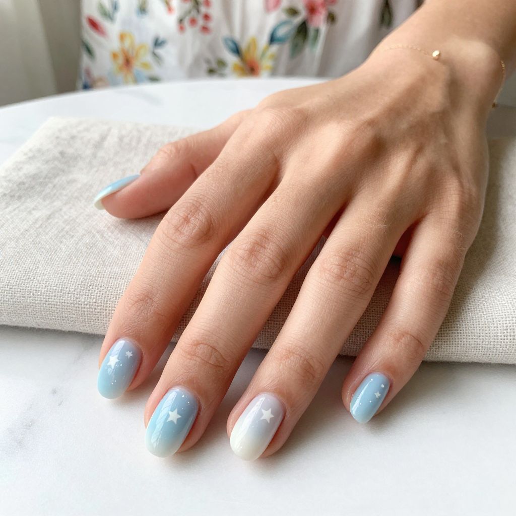 Blue To White Cloud Ombre