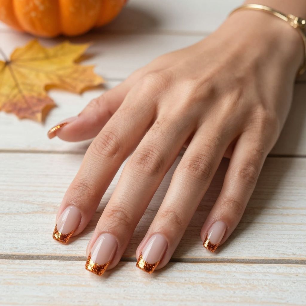 Pumpkin Spice Glitter Tips