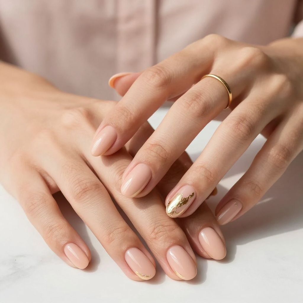 Soft Peach Oval Acrylic Nails