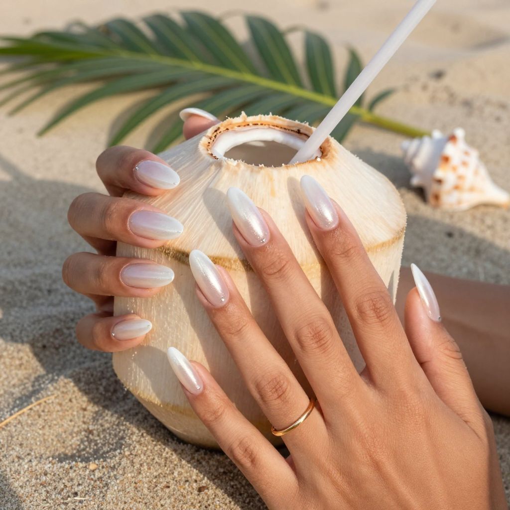 Vacation Nail Ideas - Milky Coconut Glaze