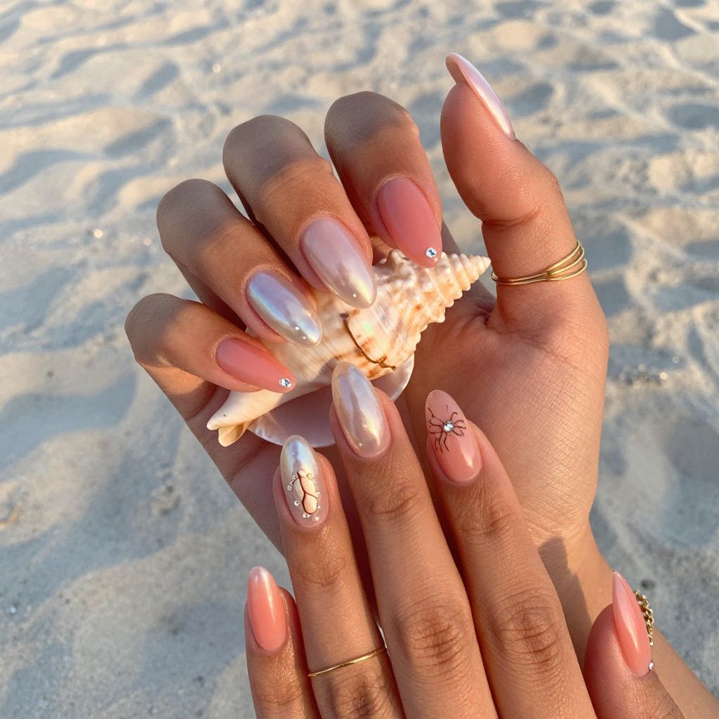 Vacation Nail Ideas - Coral Shell Shine